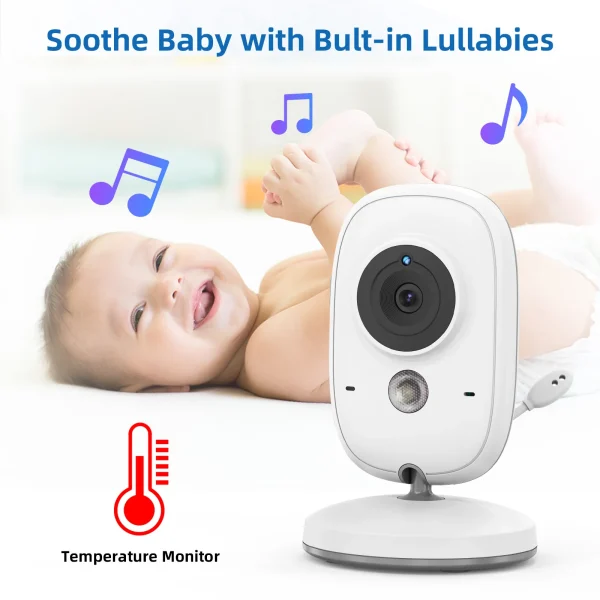 3.2 Inch Wireless Video Baby Monitor With Lullabies Auto Night Vision Two Way Intercom Temperature Monitoring Babysitter - Image 4