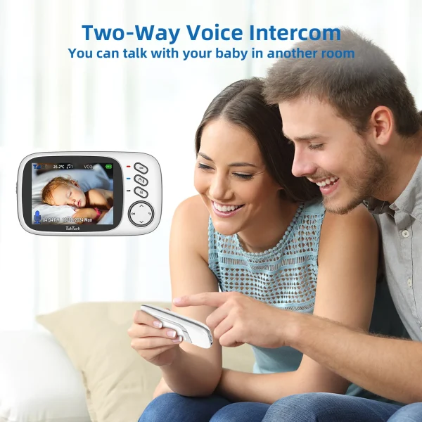 3.2 Inch Wireless Video Baby Monitor With Lullabies Auto Night Vision Two Way Intercom Temperature Monitoring Babysitter - Image 2