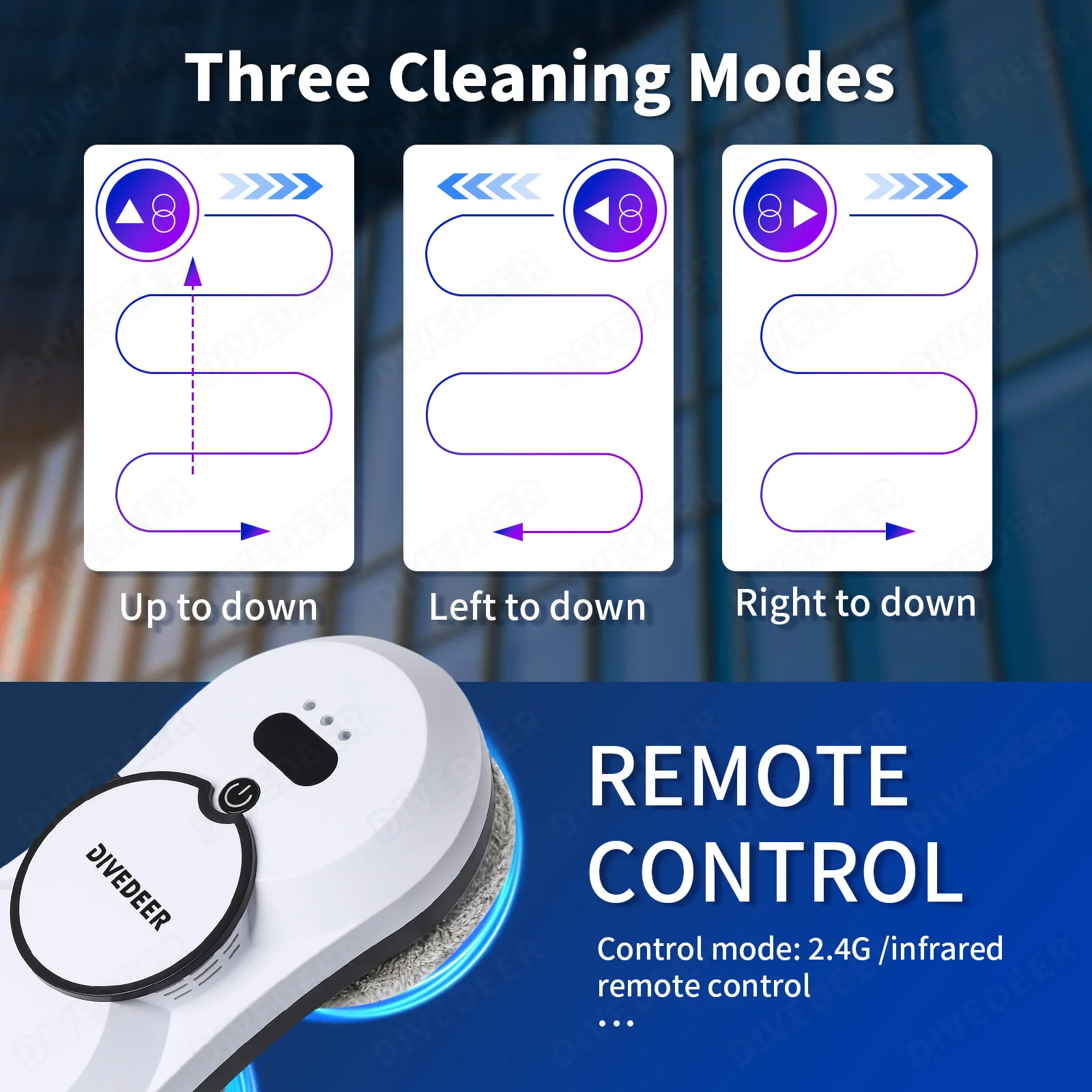 DIVEDEER Water spray window cleaning robot intelligent high-rise double-sided brushless motor glass cleaner spray type