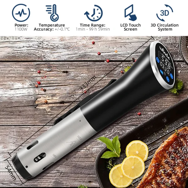 1100W Sous Vide Cooker LCD Touch Immersion Circulator Accurate Cooking IPX7 Waterproof Vacuum Cooker with Digital Display - Image 2