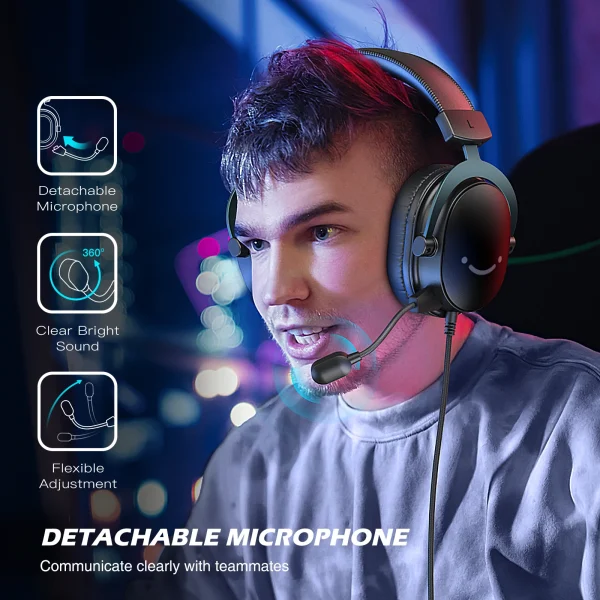 Headset,3.5 mm Jack & amp; USB Headphone with 7.1 Surround Sound/volume control/Mute switch for PC/MAC/PS4/PS5 Mixer-H9 - Image 2