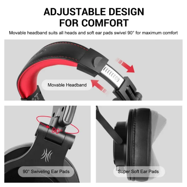 Wired Over Ear Headphone With Mic Studio DJ Headphones Professional Monitor Recording & Mixing Headset For Gaming - Image 2