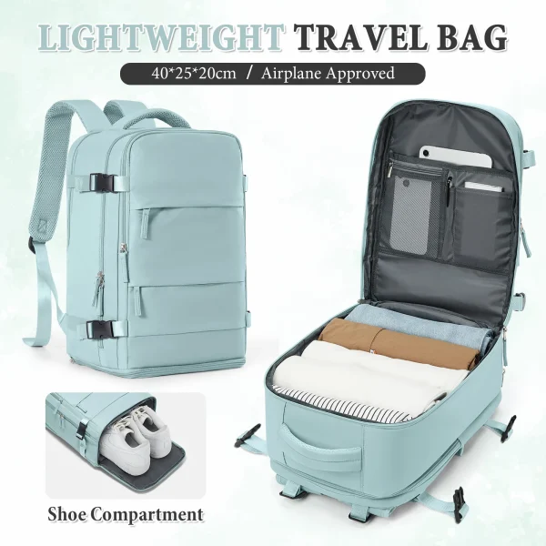 Women Men Hand Luggage Backpack Business College Laptop Travel Backpack Waterproof Carry on-40x20x25
