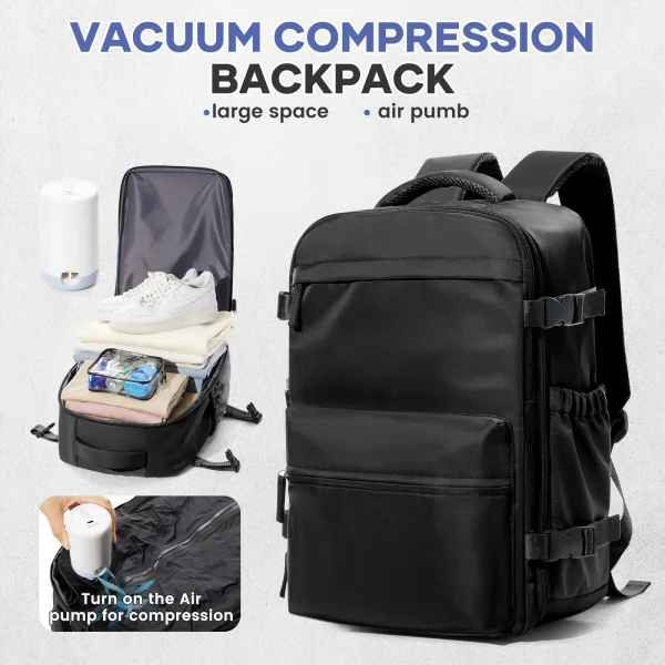 Vacuum Backpack Travel Bag for Men Large Capacity Air-back Backpack Business Laptop Backpack Women Expandable Backpack School Bag