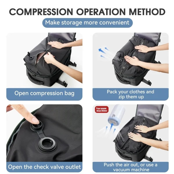 Vacuum Backpack Travel Bag for Men Large Capacity Air-back Backpack Business Laptop Backpack Women Expandable Backpack School Bag - Image 2