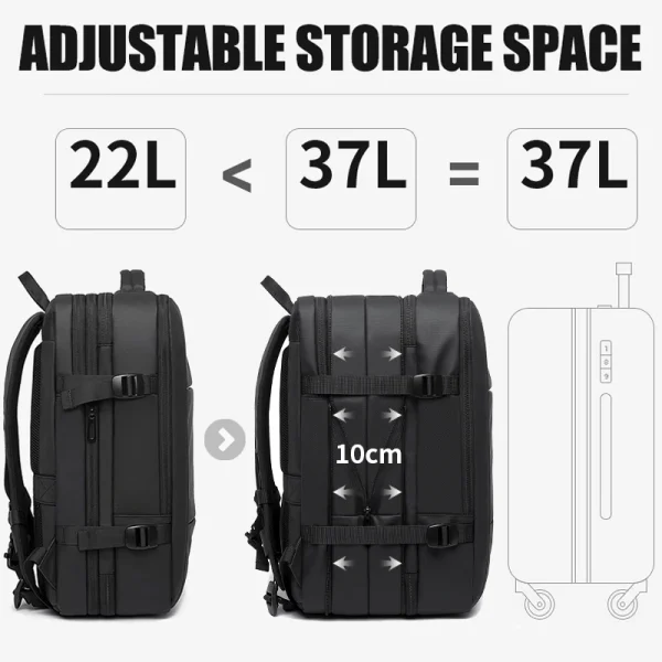 Expandable Men's Backpack Waterproof 17.3 in Laptop Backpack Man Large Capacity Hiking Travel Bag Male Backpacks for Men - Image 2