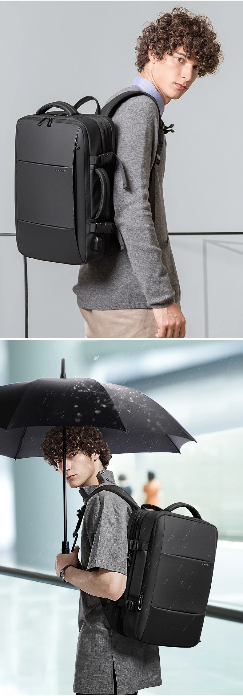 Expandable Men's Backpack Waterproof 17.3 in Laptop Backpack Man Large Capacity Hiking Travel Bag Male Backpacks for Men