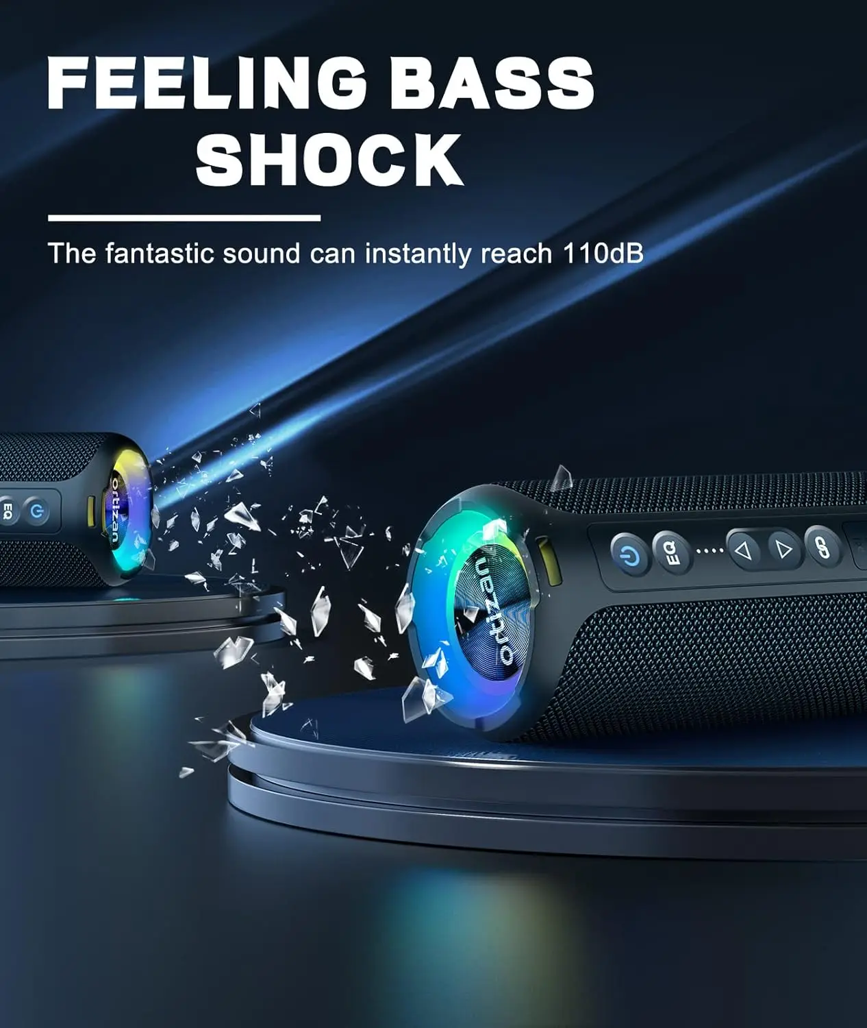 Ortizan Bluetooth Speakers 40W Enhanced Bass Portable Outdoor Wireless Speaker 30Hrs IP7 Waterproof Shower Speaker Bluetooth 5.3 Ortizan Bluetooth Speakers 40W Enhanced Bass Portable Outdoor Wireless Speaker 30Hrs IP7 Waterproof Shower Speaker Bluetooth 5.3
