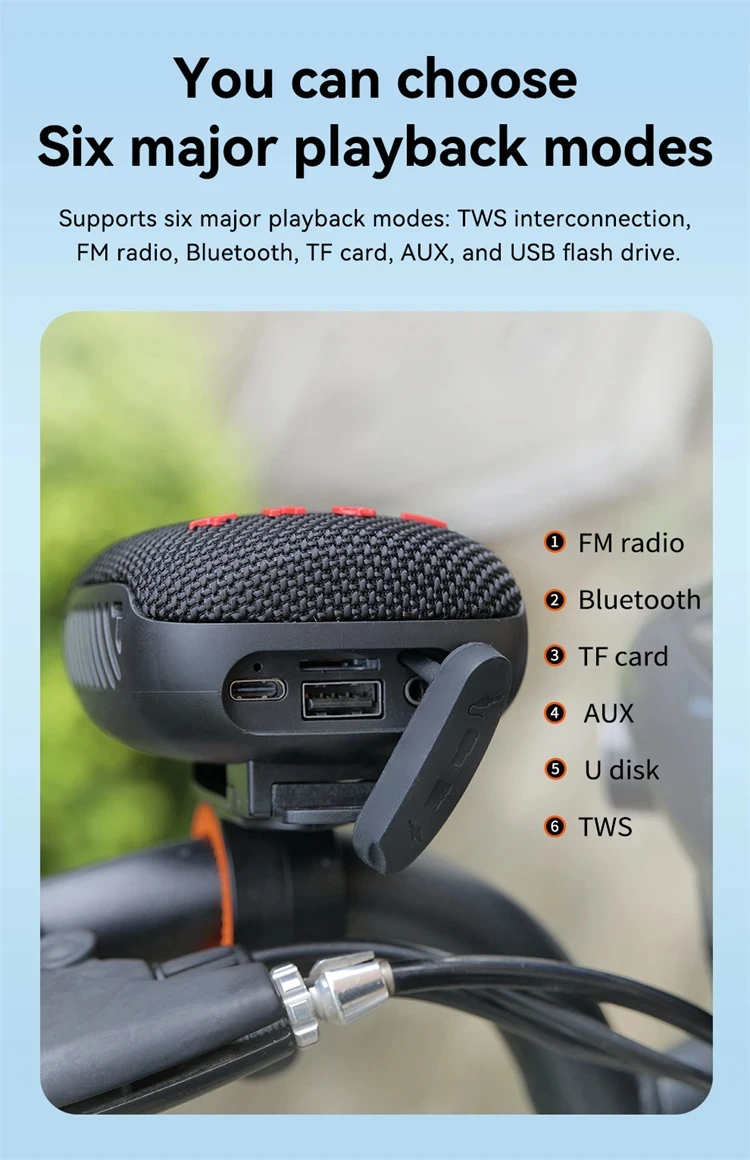 Outdoor Bicycle Bluetooth Speaker Portable Wireless Sound Box Rechargeable Handlebar Speaker Waterproof Bluetooth Speaker