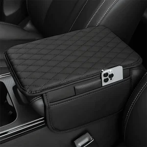 General Motors Armrest Storage - Durable PU Leather, Elastic Band, Side Storage Bag, Multi functional Armrest Easy to clean