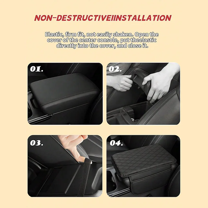 General Motors Armrest Storage - Durable PU Leather, Elastic Band, Side Storage Bag, Multi functional Armrest Easy to clean