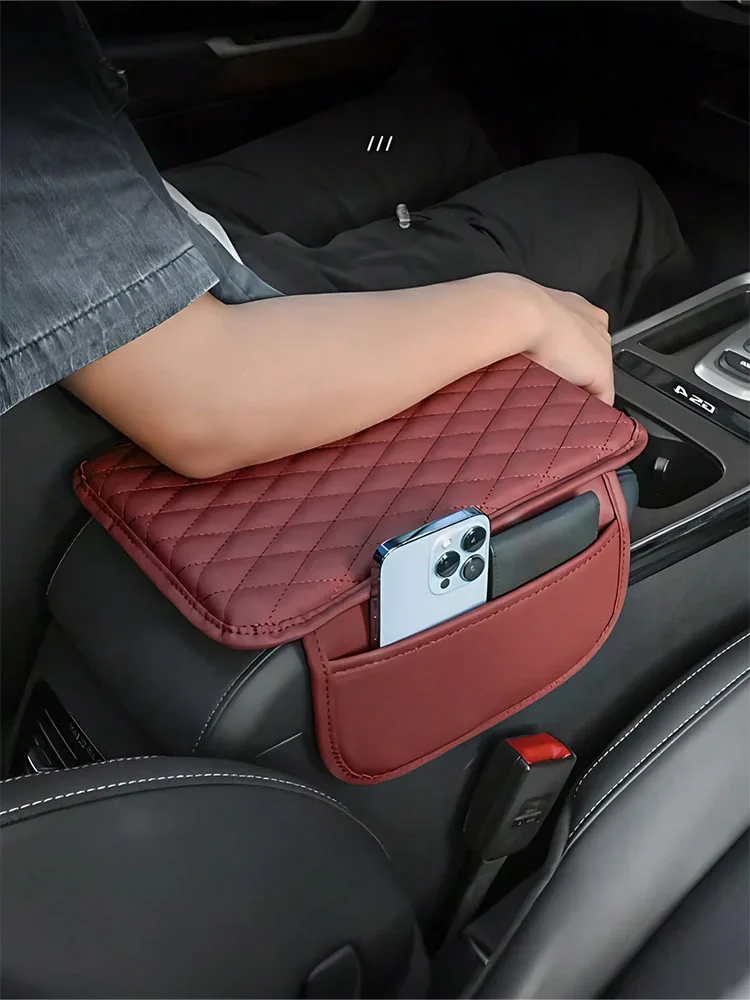 General Motors Armrest Storage - Durable PU Leather, Elastic Band, Side Storage Bag, Multi functional Armrest Easy to clean