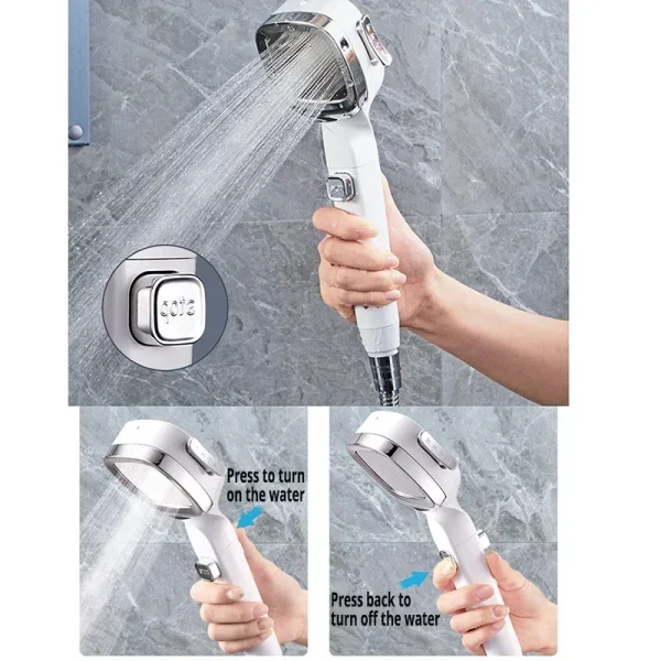 High Pressure Shower Head Water Saving 3 Modes Shower Heads Adjustable One-Key Stop Water Massage Sprayer Bathroom Accessories - Image 4