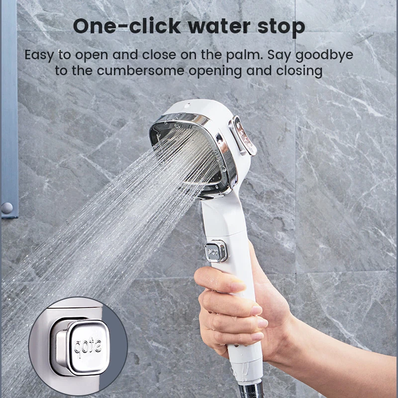 High Pressure Shower Head Water Saving 3 Modes Shower Heads Adjustable One-Key Stop Water Massage Sprayer Bathroom Accessories High Pressure Shower Head Water Saving 3 Modes Shower Heads Adjustable One-Key Stop Water Massage Sprayer Bathroom Accessories