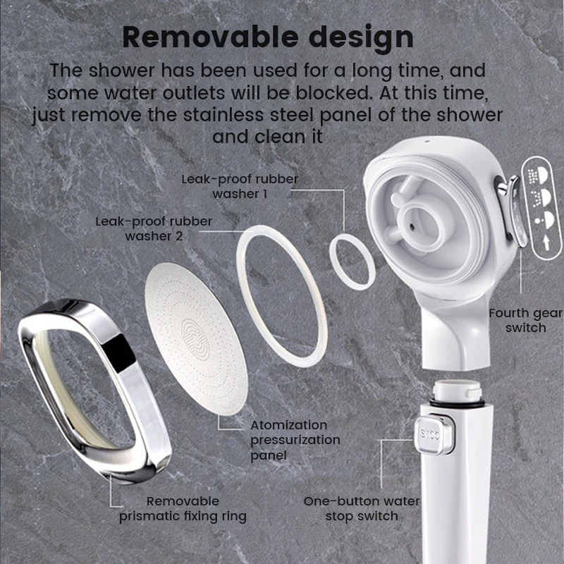 High Pressure Shower Head Water Saving 3 Modes Shower Heads Adjustable One-Key Stop Water Massage Sprayer Bathroom Accessories High Pressure Shower Head Water Saving 3 Modes Shower Heads Adjustable One-Key Stop Water Massage Sprayer Bathroom Accessories