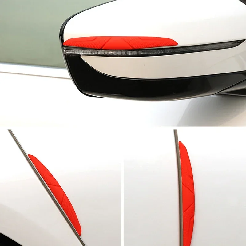 4PCS Car Door Edge Anti-collision Protector Bar Stickers Silicone Side Protection Guards Rear View Mirror Cover Protection Strip