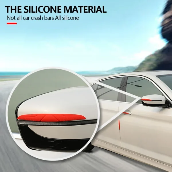 4PCS Car Door Edge Anti-Collision Protector Bar Stickers Silicone Side Protection Guards Rear View Mirror Cover Protection Strip - Image 5