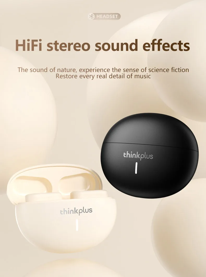 Original Lenovo LP19 Wireless Bluetooth V5.1 Headset Sports In-Ear Dual Mode Earphones HD Microphone HiFi Sound Touch Headphones