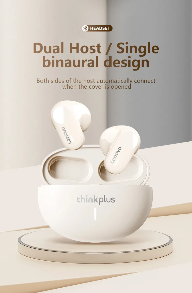 Original Lenovo LP19 Wireless Bluetooth V5.1 Headset Sports In-Ear Dual Mode Earphones HD Microphone HiFi Sound Touch Headphones