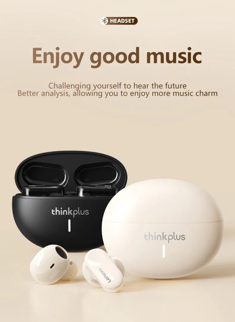 Original Lenovo LP19 Wireless Bluetooth V5.1 Headset Sports In-Ear Dual Mode Earphones HD Microphone HiFi Sound Touch Headphones