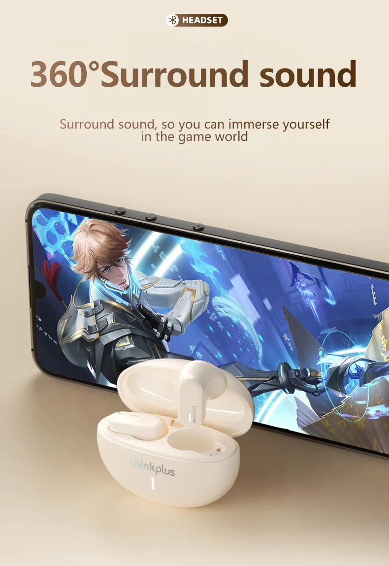 Original Lenovo LP19 Wireless Bluetooth V5.1 Headset Sports In-Ear Dual Mode Earphones HD Microphone HiFi Sound Touch Headphones