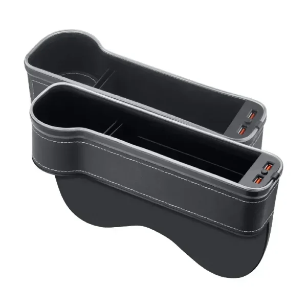 New Car Crevice Storage Box with 2 USB Charger Colorful LED Seat Gap Slit Pocket Seat Organizer Card Phone Bottle Cups Holder - Image 5
