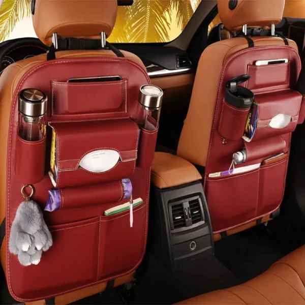 New Car Seat back Storage Organizer Bag Universal PU Leather Multifunction Storage Box Stowing Tidying Pocket Auto Styling - Image 6