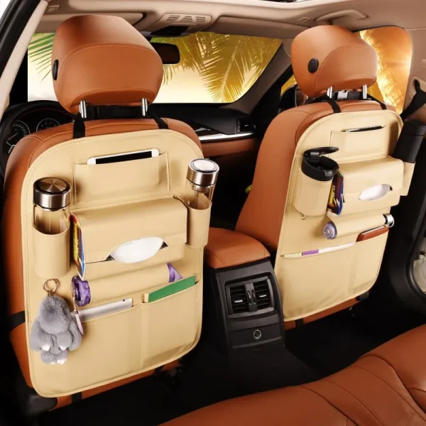 New Car Seat back Storage Organizer Bag Universal PU Leather Multifunction Storage Box Stowing Tidying Pocket Auto Styling - Image 3