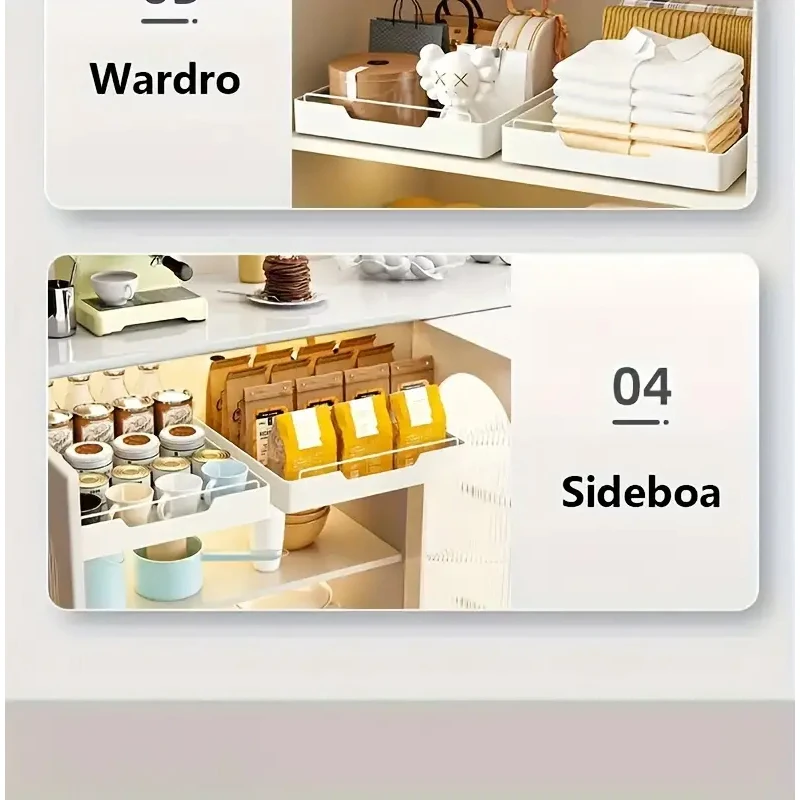 New Kitchen Storage Rack with Slide Rails Pull-out Kitchen Drawer Type Storage Tray Spice Box Storage Rack Cabinets Organizer