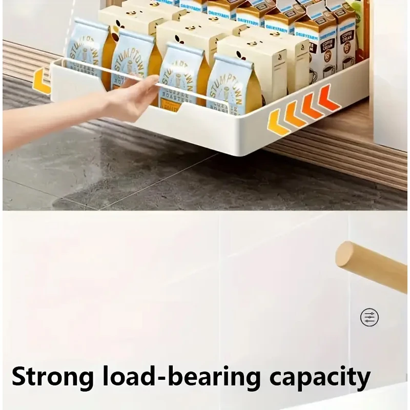 New Kitchen Storage Rack with Slide Rails Pull-out Kitchen Drawer Type Storage Tray Spice Box Storage Rack Cabinets Organizer