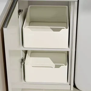 Pull-out kitchen storage rack with slide rails for spice jars and cabinet organization