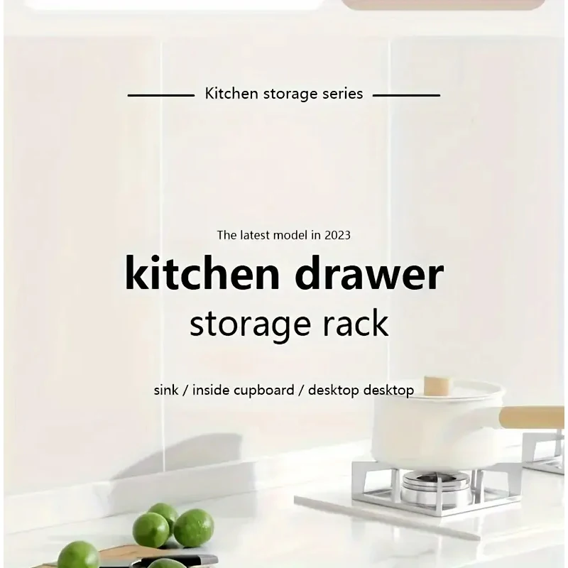 New Kitchen Storage Rack with Slide Rails Pull-out Kitchen Drawer Type Storage Tray Spice Box Storage Rack Cabinets Organizer