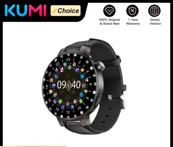 KUMI GT6 Pro 1.3 inch AMOLED smartwatch with 360x360 display, Bluetooth calling, 100+ sport modes, IP68 waterproof rating, and health monitoring features for Android and iOS users."