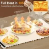 Foldable electric food warming tray with full-surface fast heating, 3 temperature settings, and portable design for home, party, or buffet use."