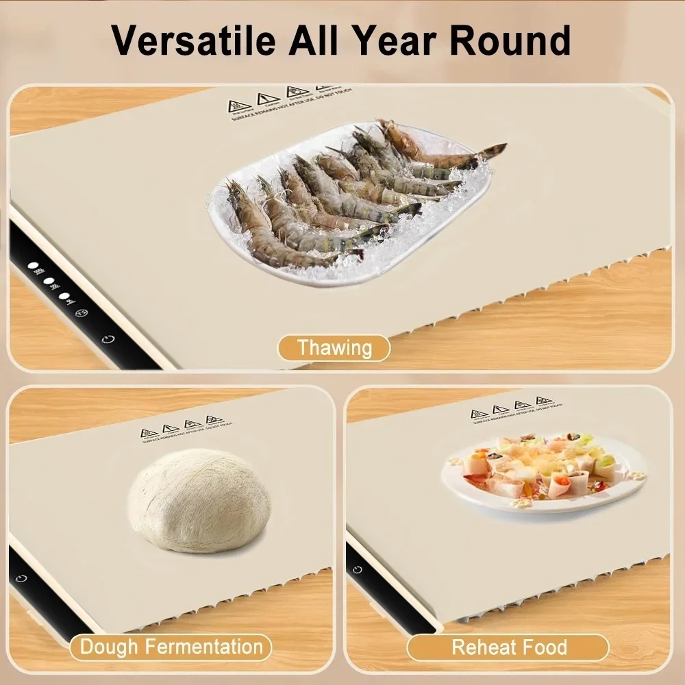 Electric Warming Tray Foldable Food Warmer Mat with 3 Tem Setting Fast Full Surface Heating Portable Electric Food Warming Tray
