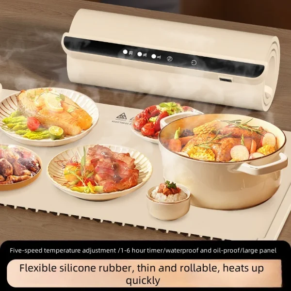 Electric Warming Tray Foldable Food Warmer Mat with 3 Tem Setting Fast Full Surface Heating Portable Electric Food Warming Tray - Image 2