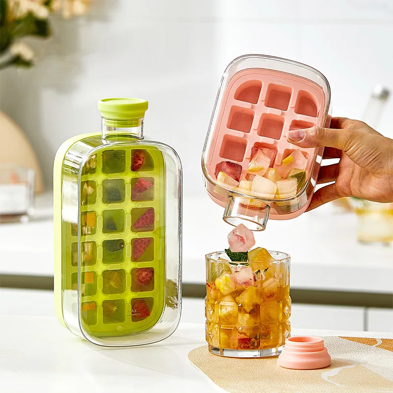 Ice Covered Tray - Freezer Overflow Free Ice Tray - Dual Purpose Curling With Straw - Freezer With Zip Ties - Contactless Tray