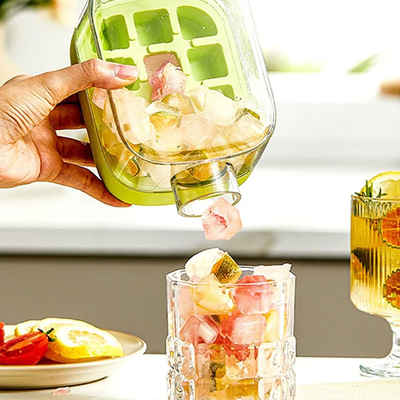 Ice Covered Tray - Freezer Overflow Free Ice Tray - Dual Purpose Curling With Straw - Freezer With Zip Ties - Contactless Tray