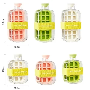 Covered ice tray for freezer with overflow protection, zip tie closure, integrated straw, and dual-purpose design for clean, contactless ice making and storage."