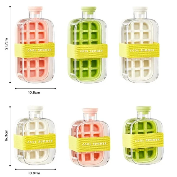 Covered ice tray for freezer with overflow protection, zip tie closure, integrated straw, and dual-purpose design for clean, contactless ice making and storage."