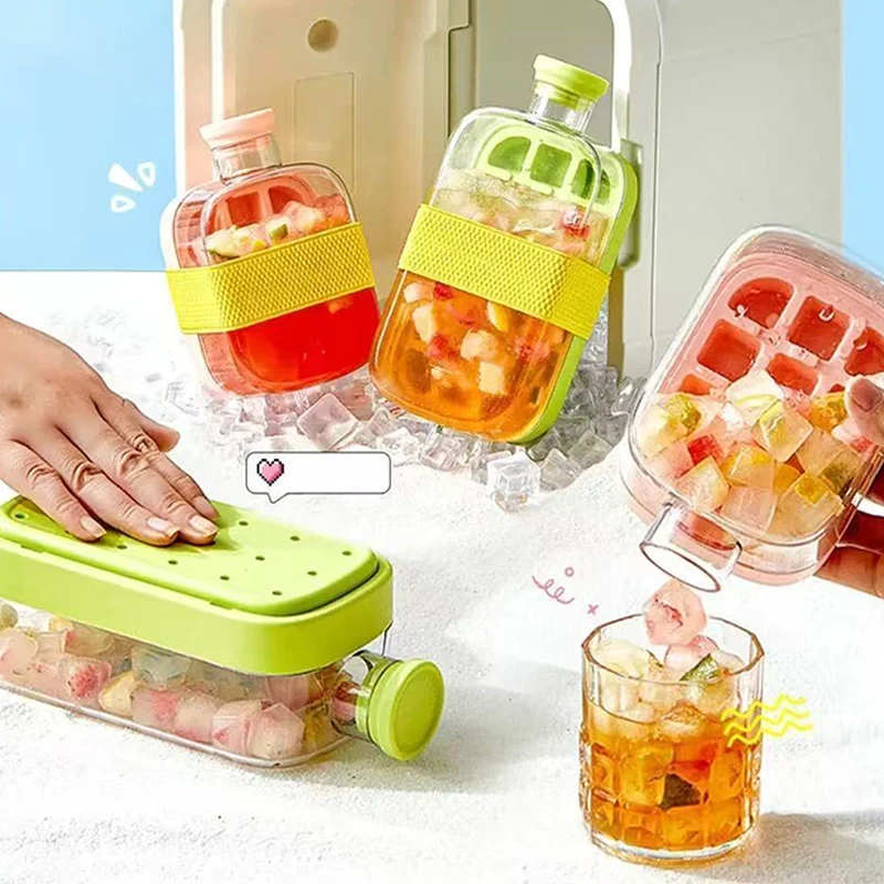 Ice Covered Tray - Freezer Overflow Free Ice Tray - Dual Purpose Curling With Straw - Freezer With Zip Ties - Contactless Tray
