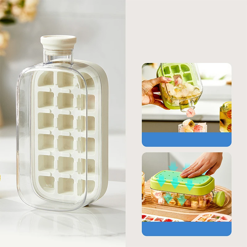 Ice Covered Tray - Freezer Overflow Free Ice Tray - Dual Purpose Curling With Straw - Freezer With Zip Ties - Contactless Tray