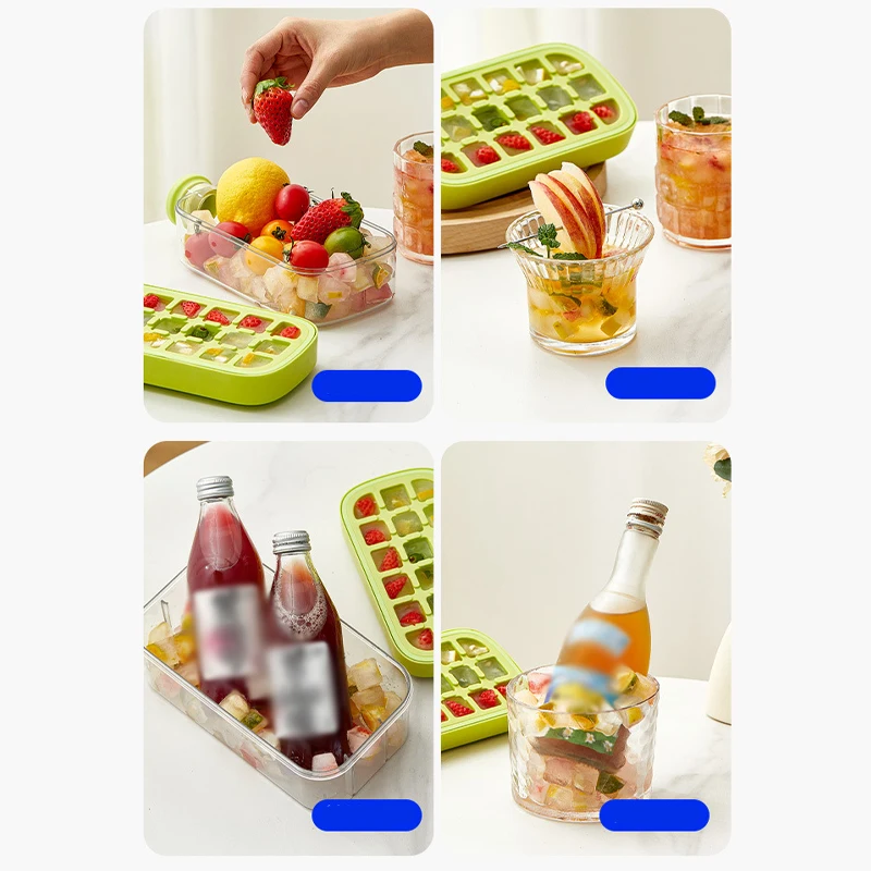 Ice Covered Tray - Freezer Overflow Free Ice Tray - Dual Purpose Curling With Straw - Freezer With Zip Ties - Contactless Tray
