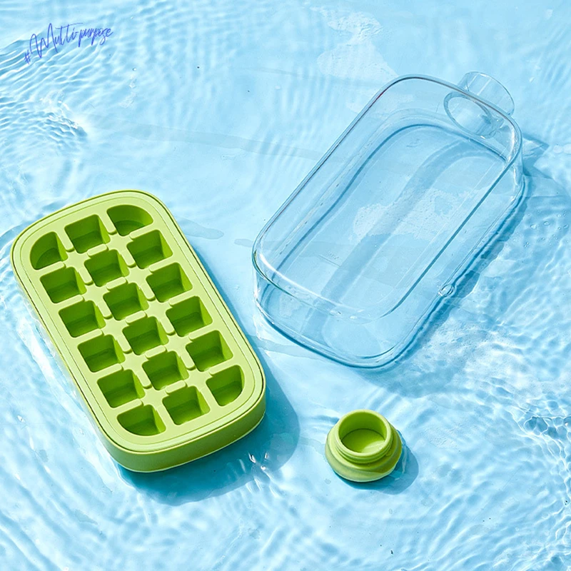 Ice Covered Tray - Freezer Overflow Free Ice Tray - Dual Purpose Curling With Straw - Freezer With Zip Ties - Contactless Tray