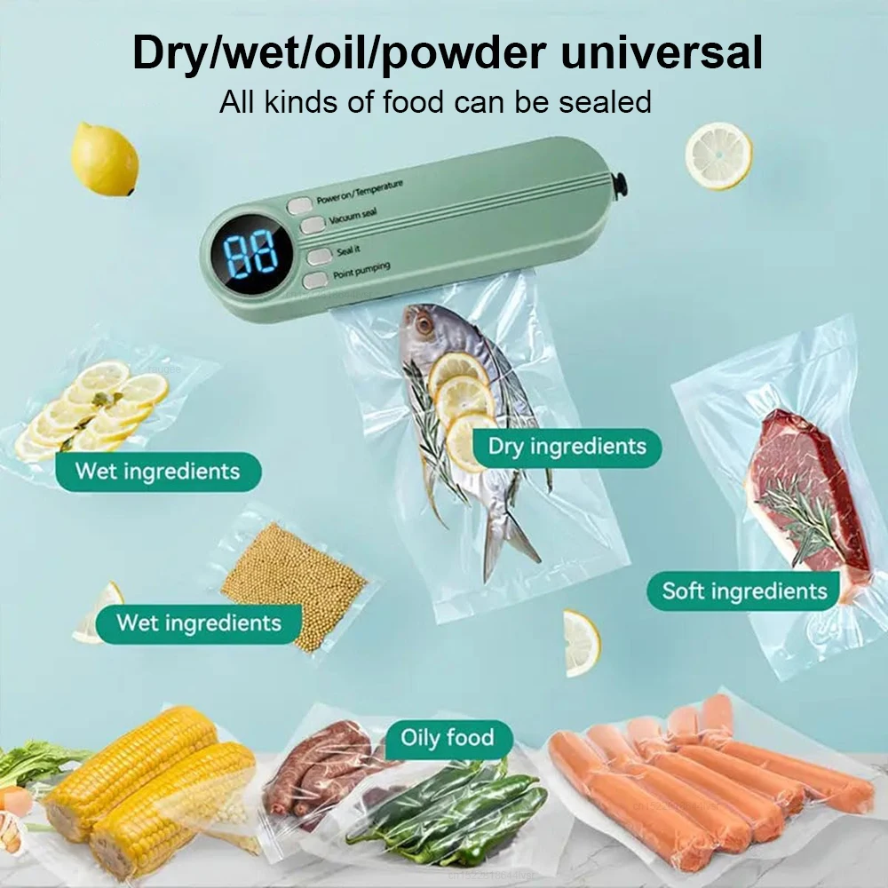 Portable Vacuum Sealer Mini Wireless Vacuum Sealing Machine Household Automatic Food Packaging Plastic Sealing Machine