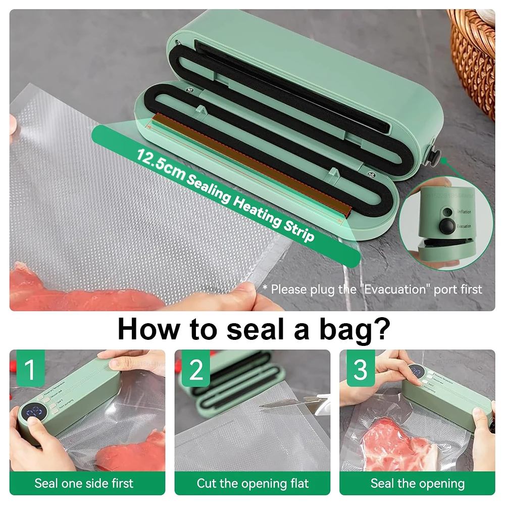 Portable Vacuum Sealer Mini Wireless Vacuum Sealing Machine Household Automatic Food Packaging Plastic Sealing Machine