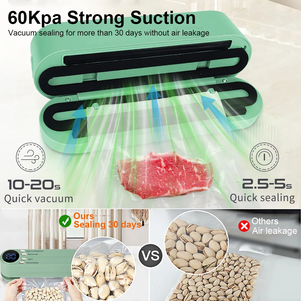 Portable Vacuum Sealer Mini Wireless Vacuum Sealing Machine Household Automatic Food Packaging Plastic Sealing Machine