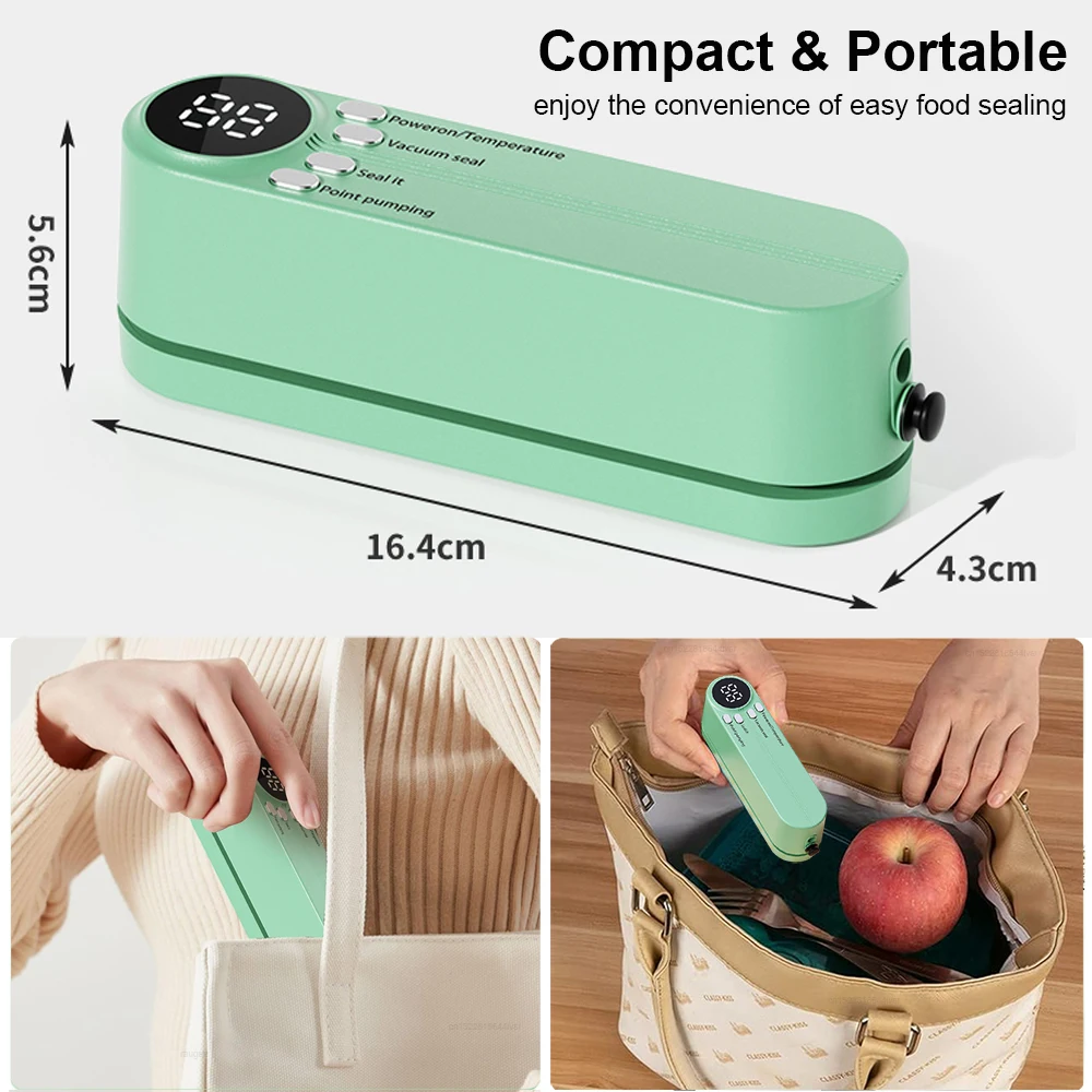 Portable Vacuum Sealer Mini Wireless Vacuum Sealing Machine Household Automatic Food Packaging Plastic Sealing Machine
