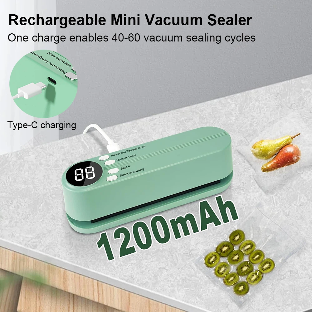 Portable Vacuum Sealer Mini Wireless Vacuum Sealing Machine Household Automatic Food Packaging Plastic Sealing Machine
