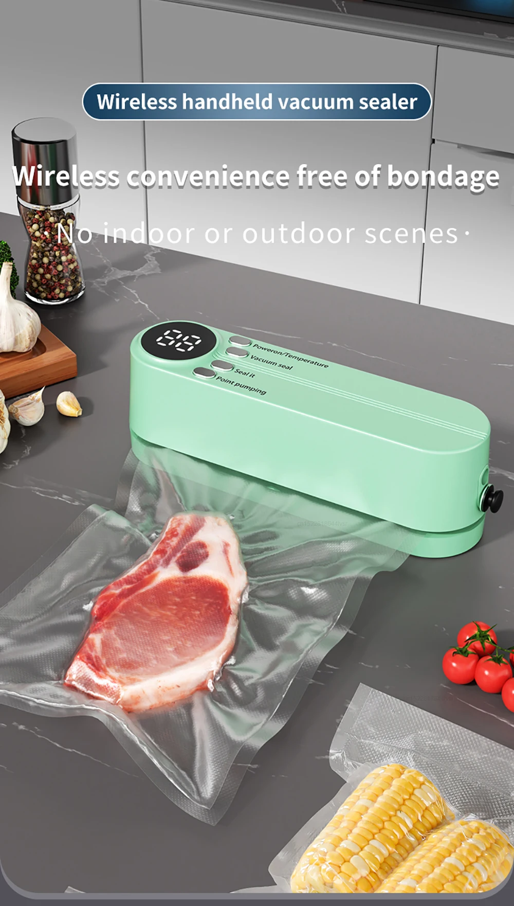 Portable Vacuum Sealer Mini Wireless Vacuum Sealing Machine Household Automatic Food Packaging Plastic Sealing Machine